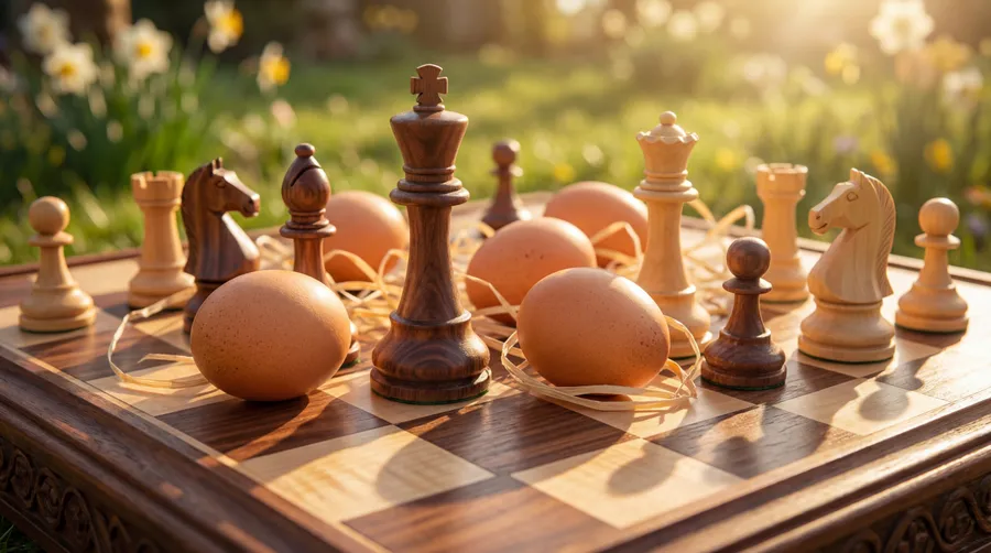 Jarní šachové probuzení – šachové vejce v lysických barvách